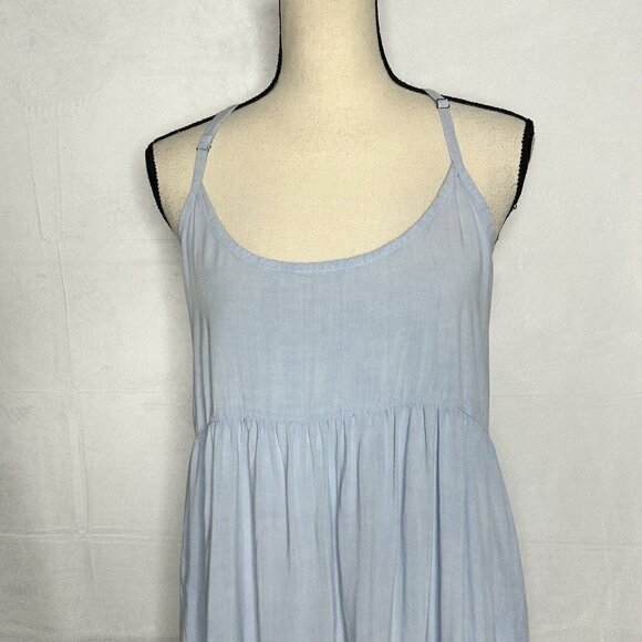 Anthropologie Saturday Sunday Blue Chambray Racer Back Smocked Dress Size XS - Picture 2 of 11